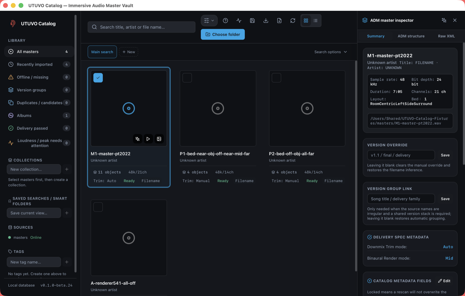 The Summary tab of the Inspector