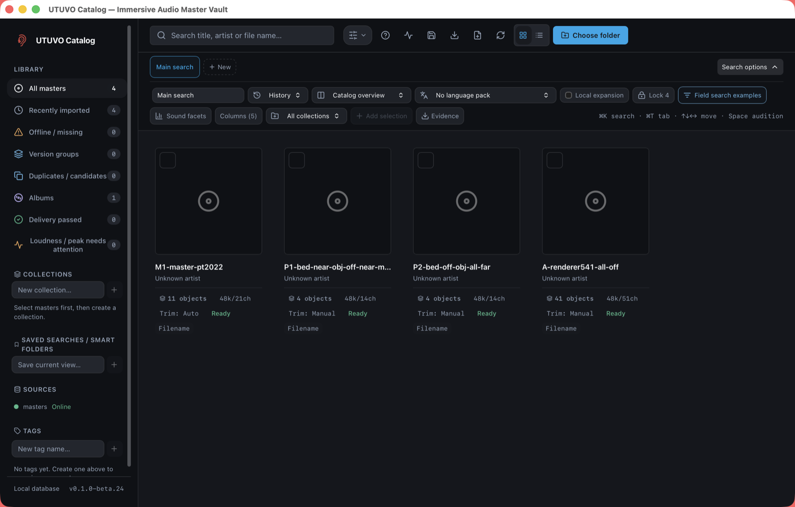 The Search options panel expanded beside the search field