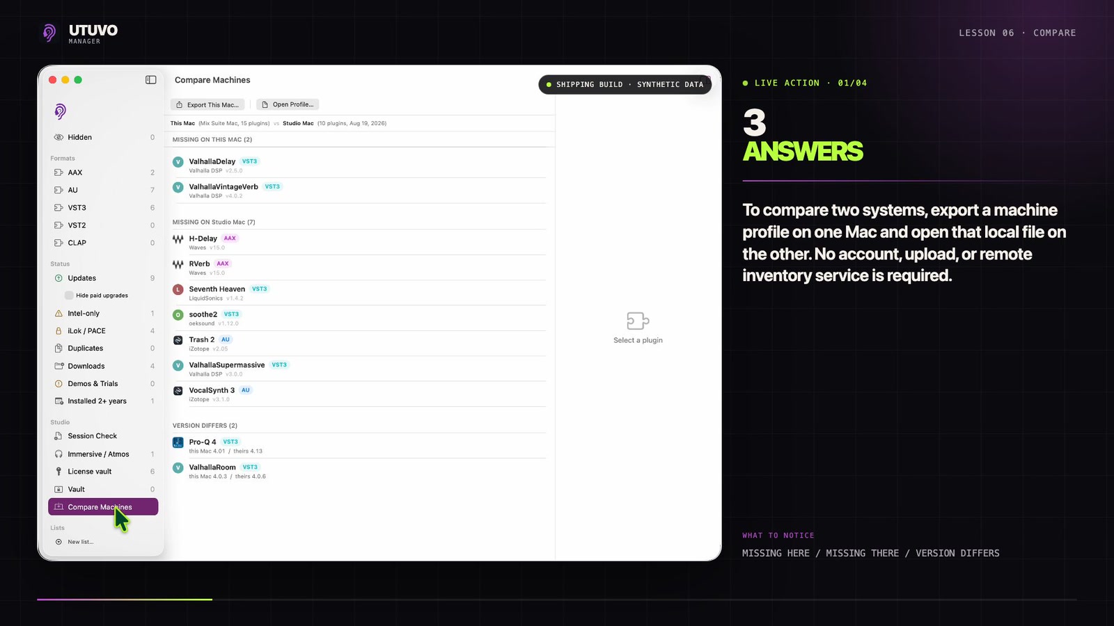 UTUVO Manager Compare Machines preview