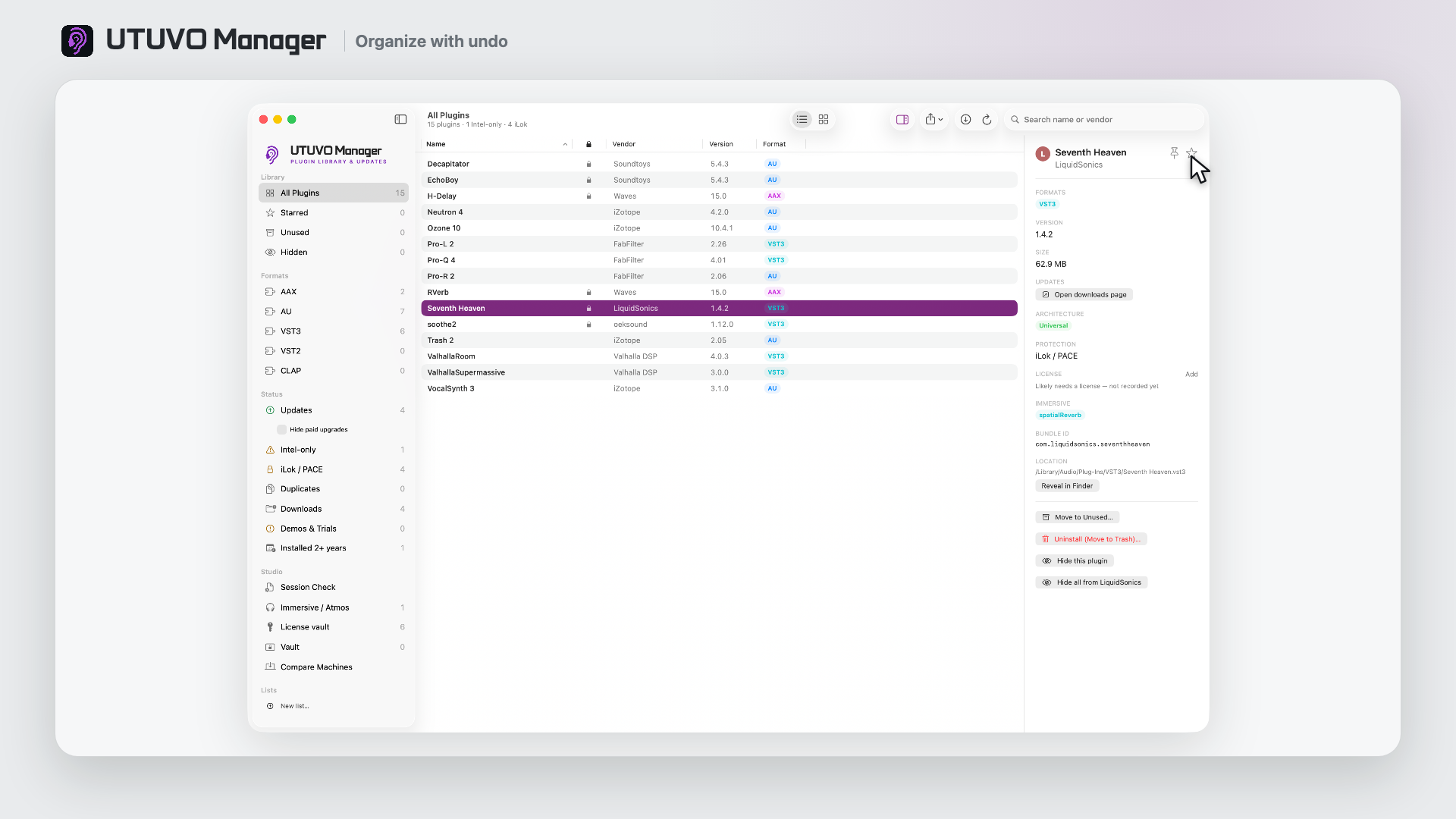 UTUVO Manager product UI