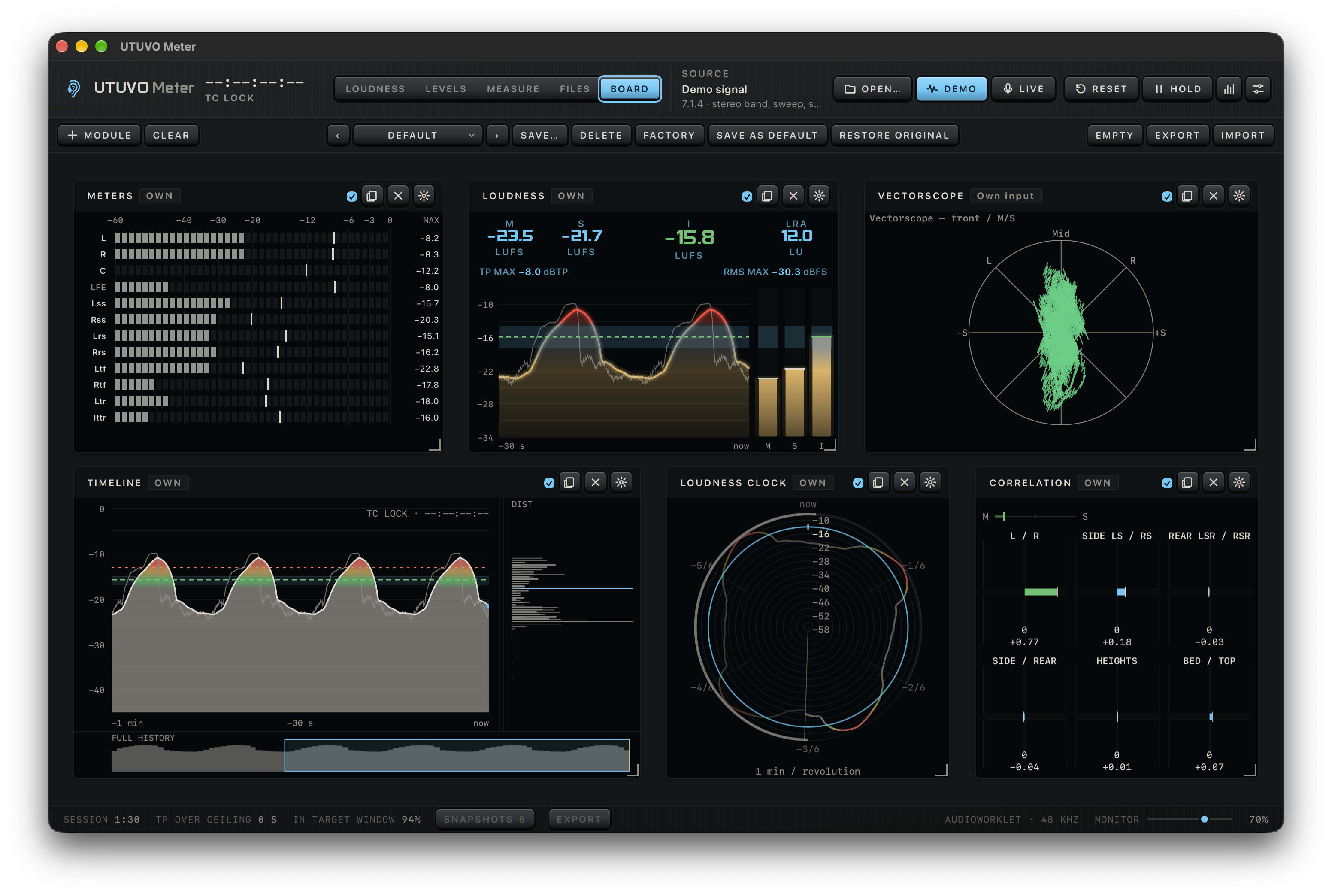Meter beta.12 Board with built-in 7.1.4 Demo signal