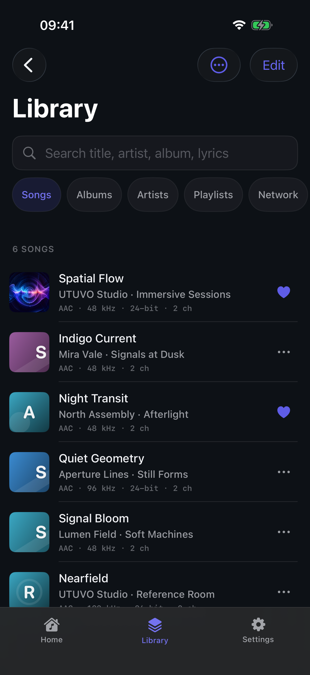 UTUVO Player Go library in UTUVO Dark