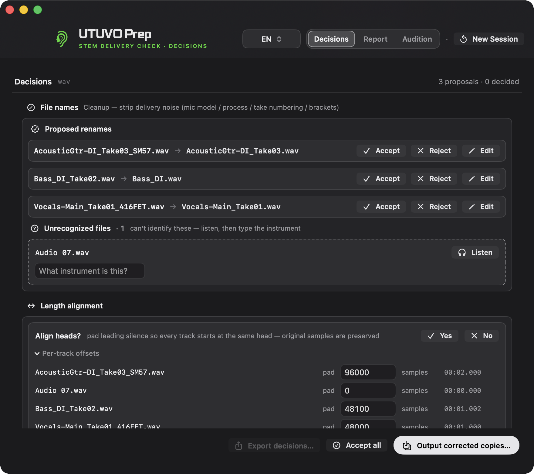 UTUVO Prep session decisions and alignment