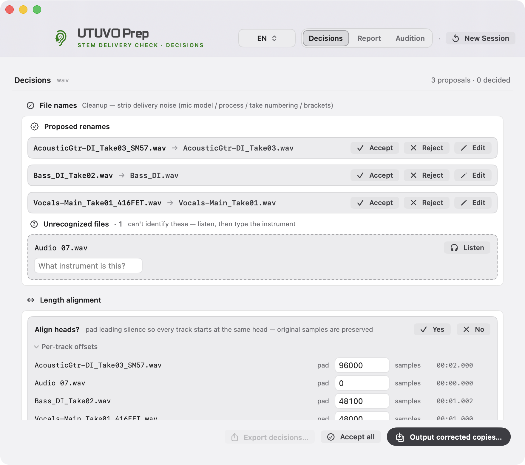 UTUVO Prep session decisions and alignment
