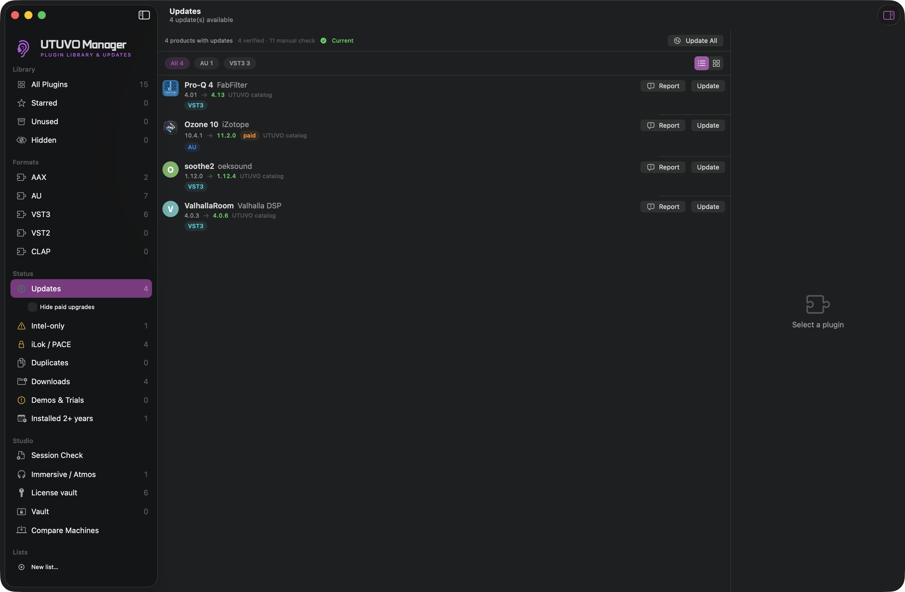 UTUVO Manager: Plugin updates