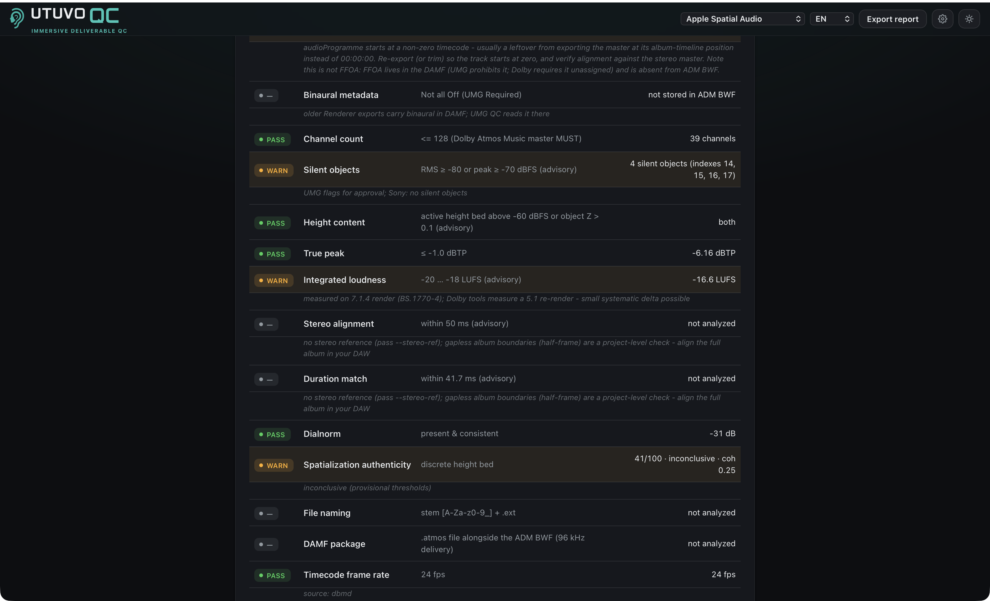 UTUVO QC dbmd parse